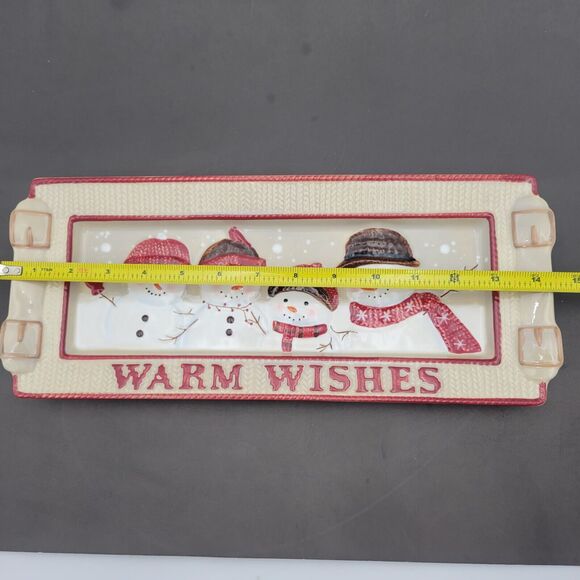 St Nicholas Square Warm Wishes Cookie Snack Tray Snowmen Winter Vtg - Picture 4 of 6
